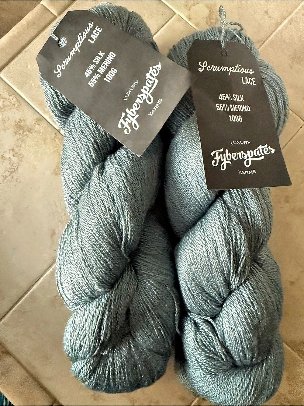 Fiberpates Scrumptious Lace Silk Merino Lace Yarn 2 Hanks in Hanks Blue Water NW